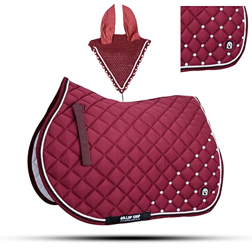 GLP Numnah Saddle Pads with Matchy Bonnet Set with Jewel (Ship from USA)