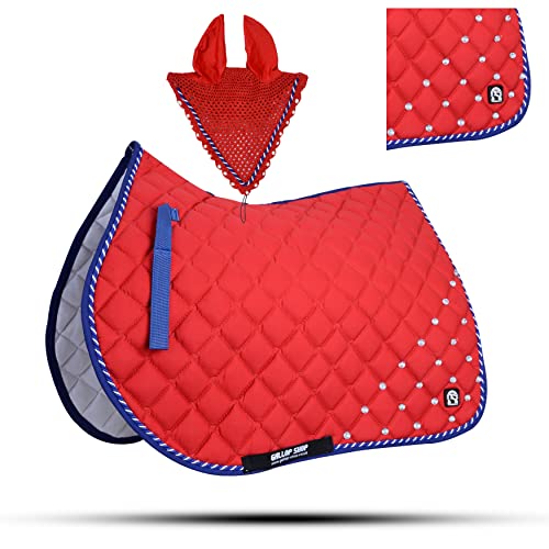 GLP Numnah Saddle Pads with Matchy Bonnet Set with Jewel (Ship from USA)