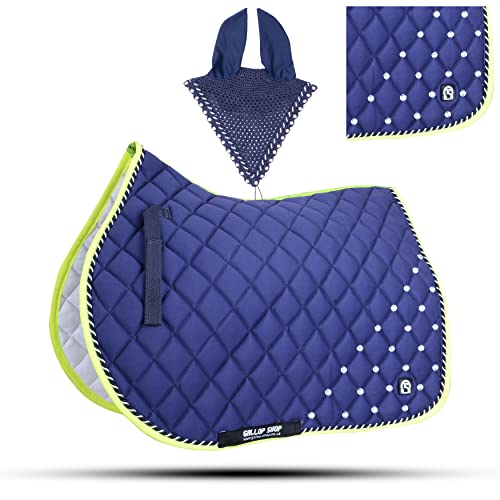 GLP Numnah Saddle Pads with Matchy Bonnet Set with Jewel (Ship from USA)