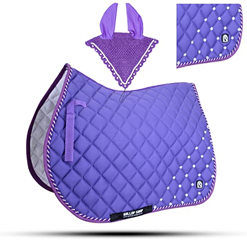 GLP Numnah Saddle Pads with Matchy Bonnet Set with Jewel (Ship from USA)