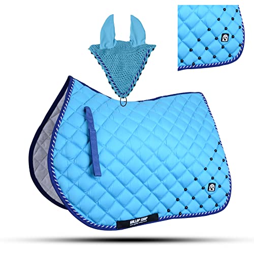 GLP Numnah Saddle Pads with Matchy Bonnet Set with Jewel (Ship from USA)