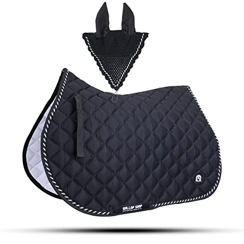 GLP Numnah Saddle Pads with Matchy Fly Veil Bonnet Set (Ship from USA)