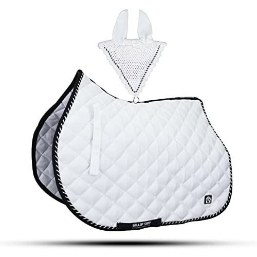 GLP Numnah Saddle Pads with Matchy Fly Veil Bonnet Set (Ship from USA)