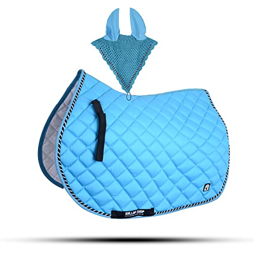 GLP Numnah Saddle Pads with Matchy Fly Veil Bonnet Set (Ship from USA)