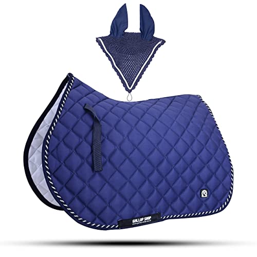 GLP Numnah Saddle Pads with Matchy Fly Veil Bonnet Set (Ship from USA)