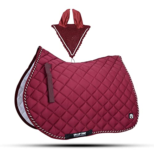 GLP Numnah Saddle Pads with Matchy Fly Veil Bonnet Set (Ship from USA)